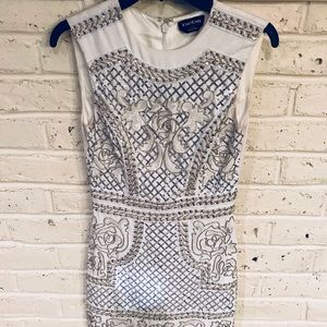 White Bebe beaded mini dress
